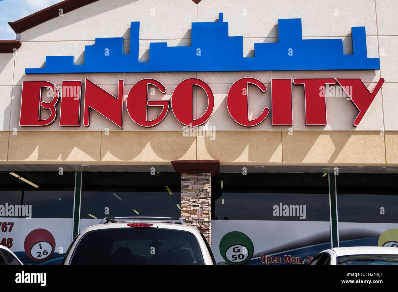Ein Bingo Salon Äußeres, Bingo Stadt in Oklahoma City, Oklahoma, USA. Stockfoto