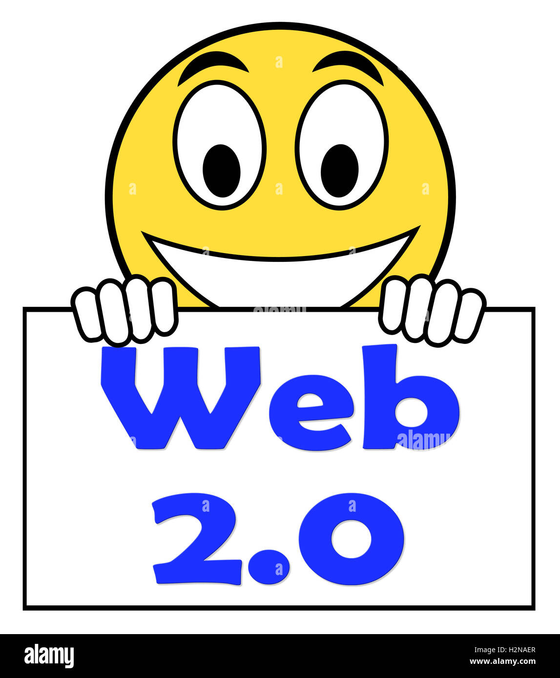 Web 2.0 auf Schild bedeutet Net Web-Technologie und Netzwerk Stockfoto