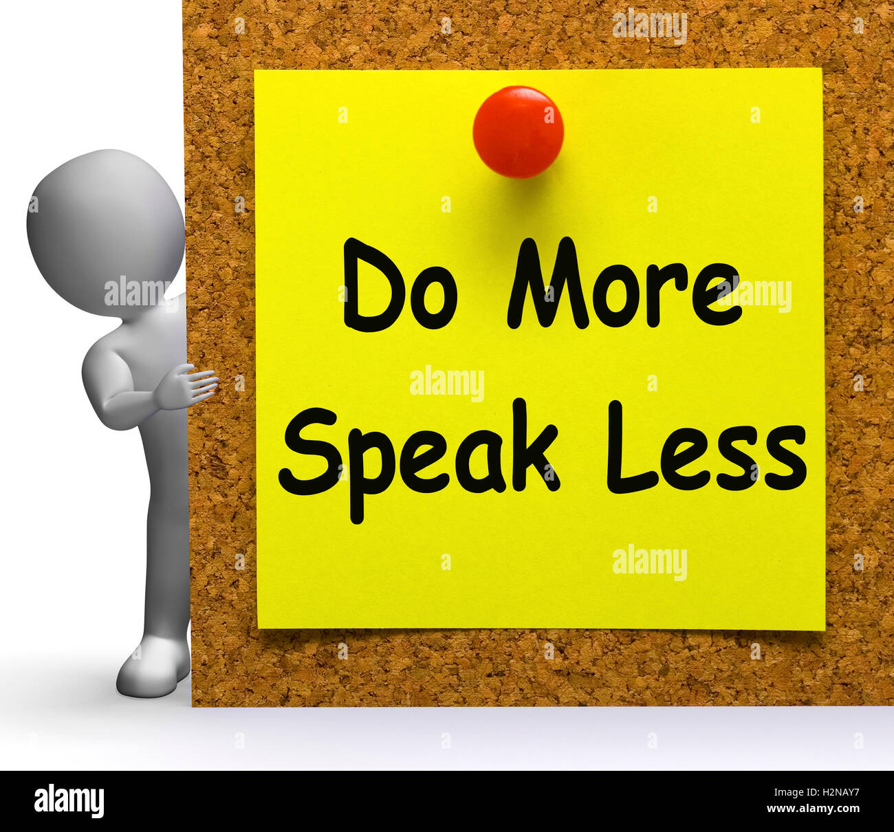 Sprechen mehr weniger Hinweis bedeutet produktiv oder konstruktive Stockfoto