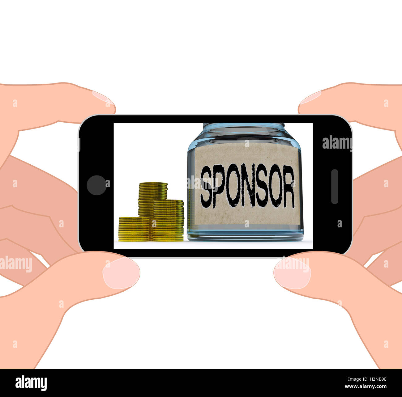 Sponsor Jar anzeigen Sponsoring Wohltäter und geben Stockfoto