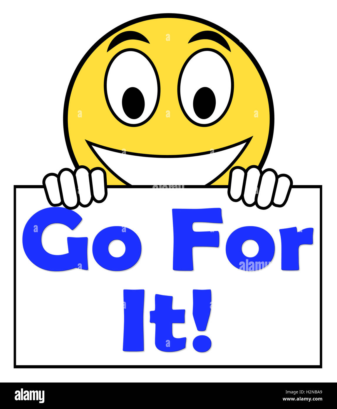 Gehen Sie für es auf Schild mit Maßnahmen zu ergreifen Stockfoto