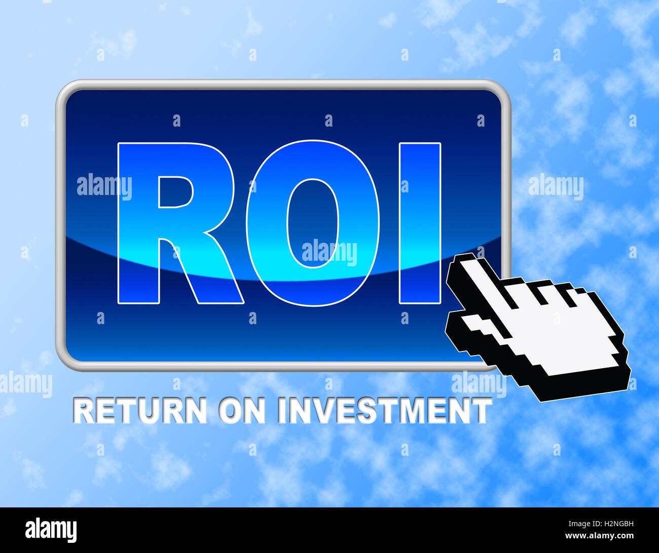 ROI-Taste angibt Rate zurück und Investitionen Stockfoto