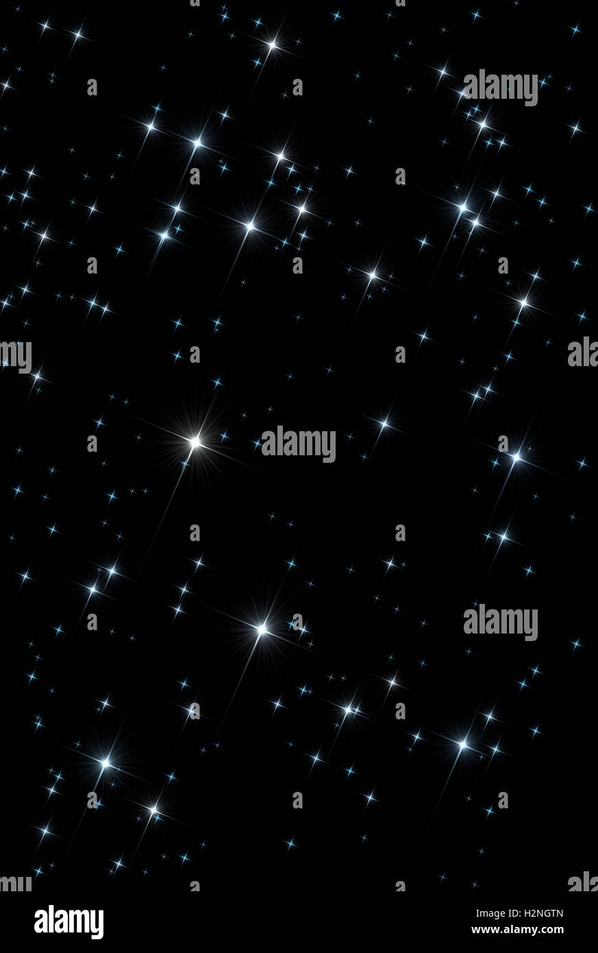 Abstrakte Raum Universum Hintergrund: Muster der funkelnden funkelnden Sternen über dem schwarzen Hintergrund isoliert. Stockfoto