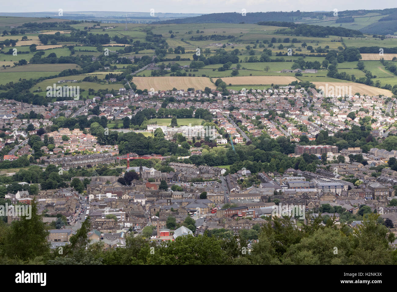 Ein Blick über den Markt Stadt Otley in West Yorkshire Stockfoto