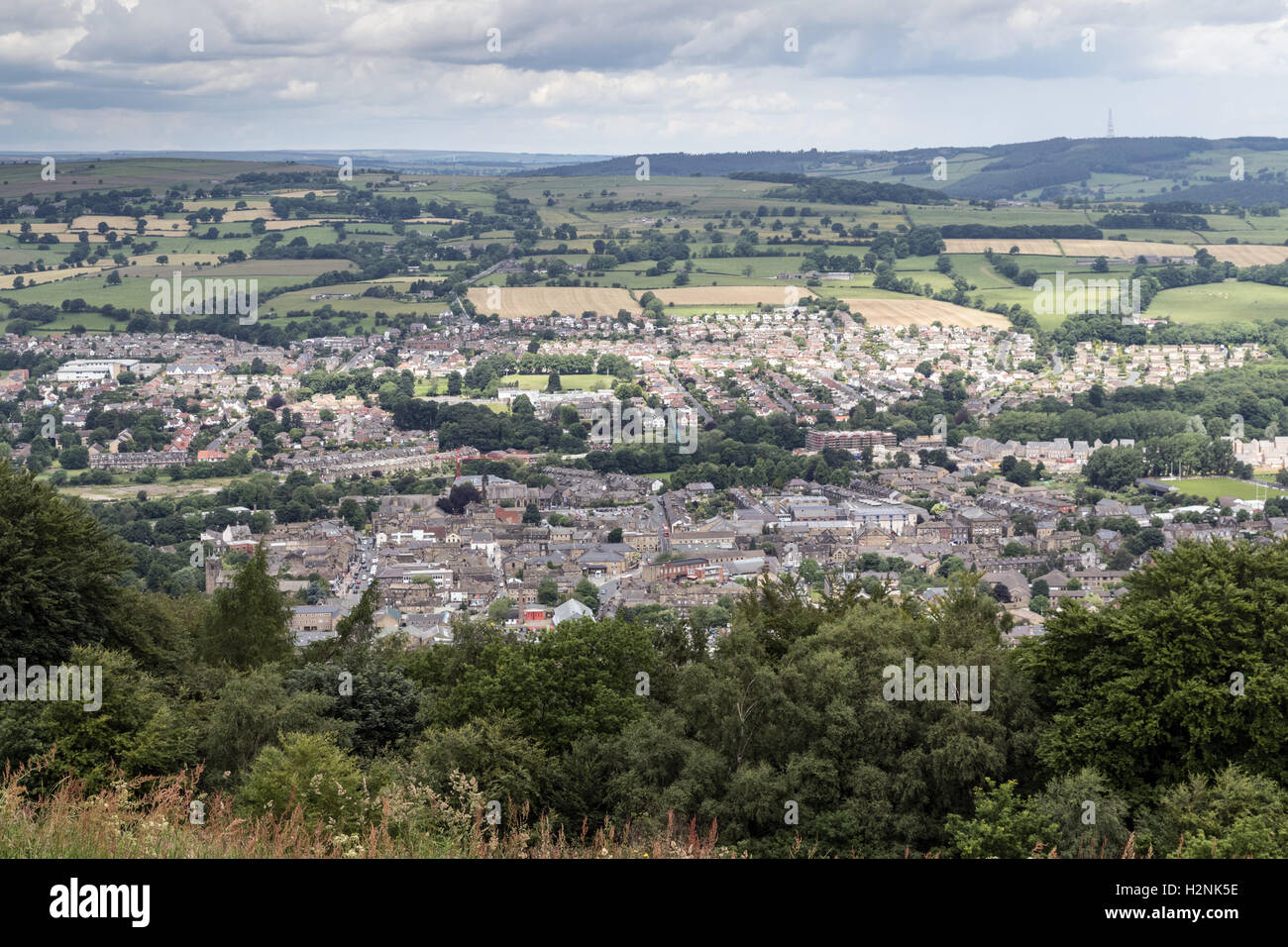 Ein Blick über den Markt Stadt Otley in West Yorkshire Stockfoto