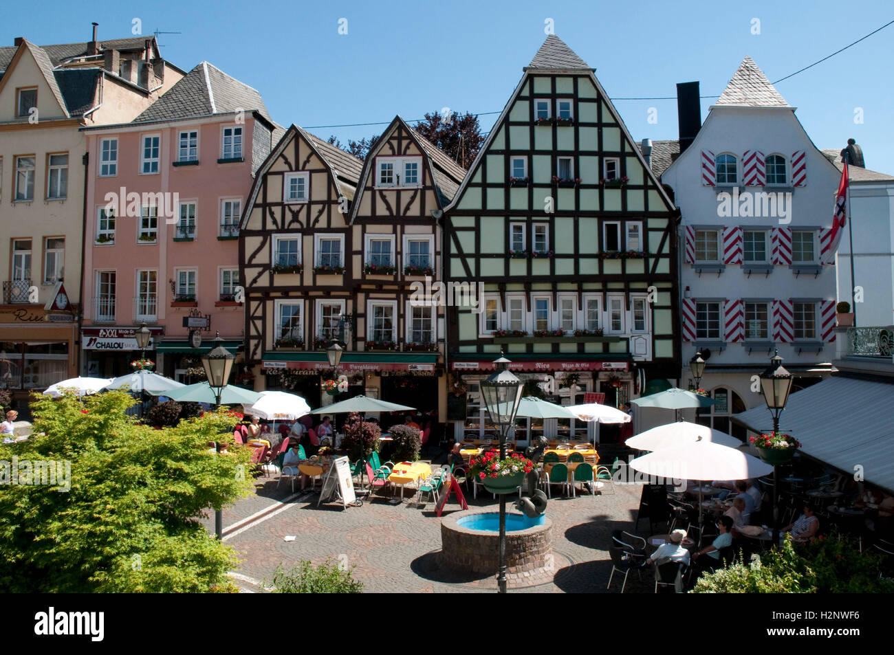 Fachwerkhäuser am Burgplatz Burgplatz, Linz am Rhein, Rheinland-Pfalz Stockfoto