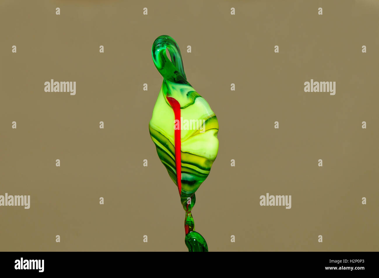 Abbildung des Blattes aus Murano-Glas hergestellt. Stockfoto
