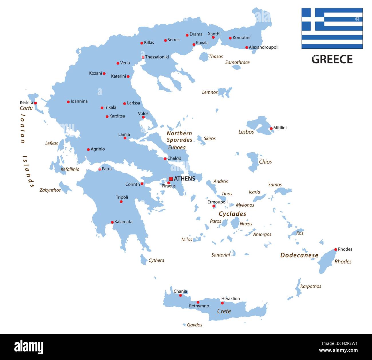Griechenland Karte mit Flagge Stock Vektor