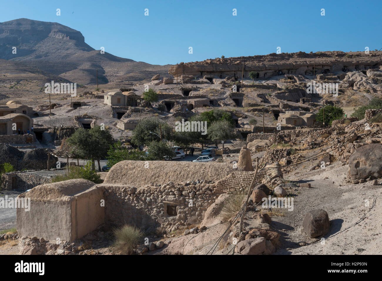 Meymand Höhlenwohnungen Dorf, Blick auf Häuser Stockfoto