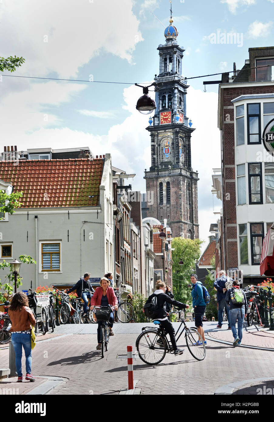 Eerste Leliedwarsstraat - Westerkerk Jordaan Amsterdam Niederlande Stockfoto