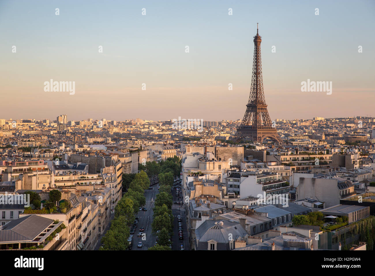 Die Skyline von Paris und Eiffelturm, Frankreich Stockfoto