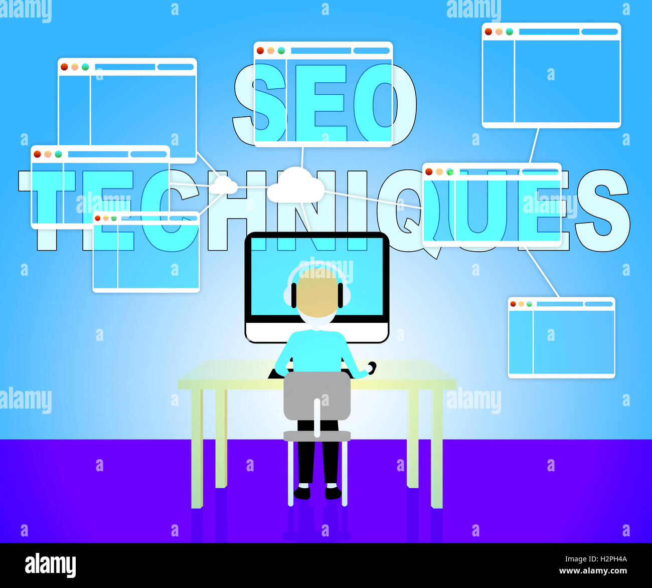 SEO-Techniken zeigen Internet Search Engines-Strategie Stockfoto