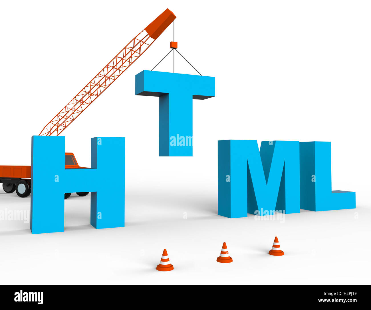 Angabe Hypertext-Auszeichnungssprache Html produzieren 3D-Rendering Stockfoto