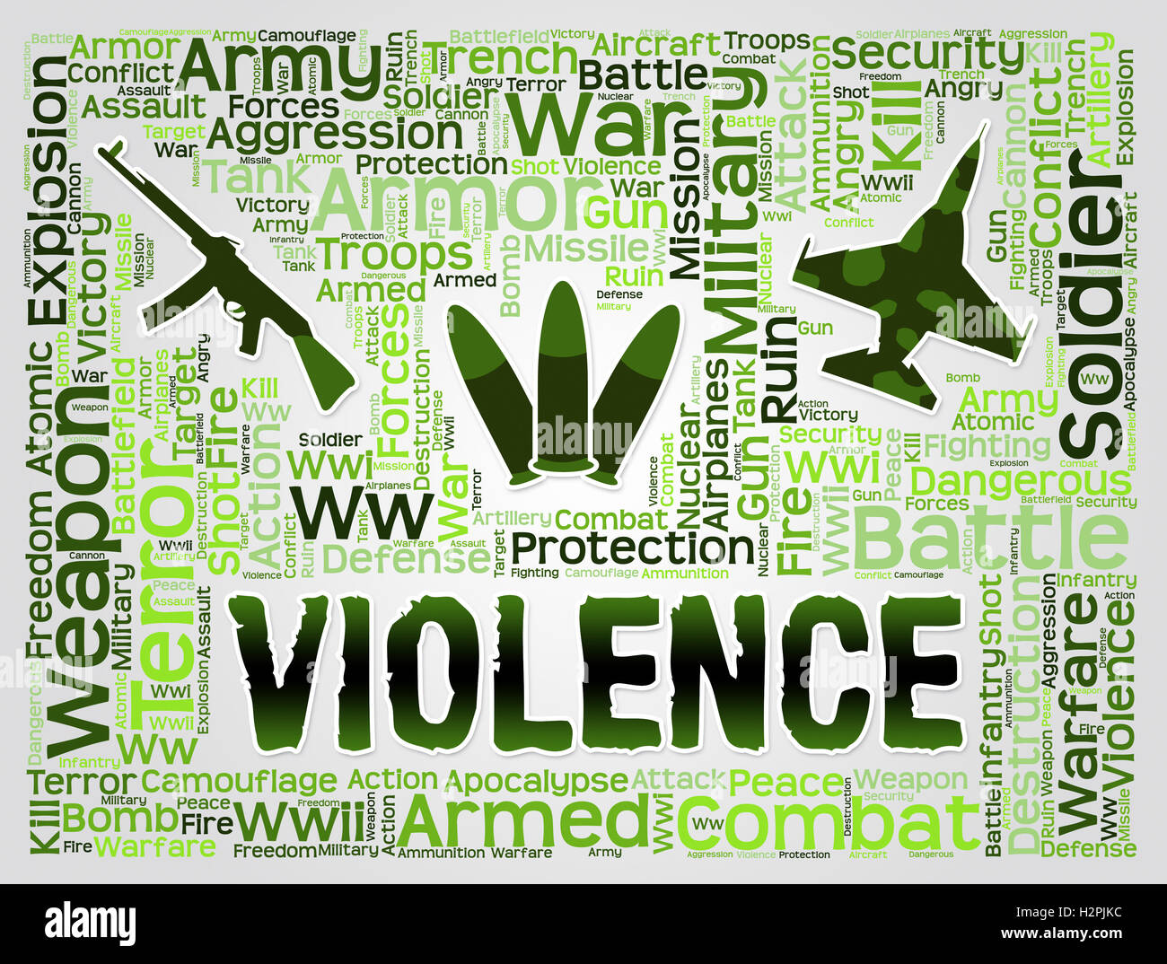 Gewalt-Worte, roher Gewalt und Brutalität darstellt Stockfoto