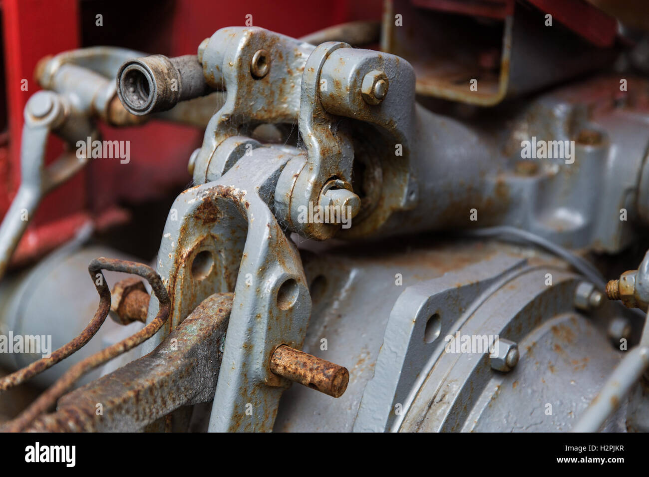 Nahaufnahme von Oldtimer-Hebezeug Mechanismus Stockfoto