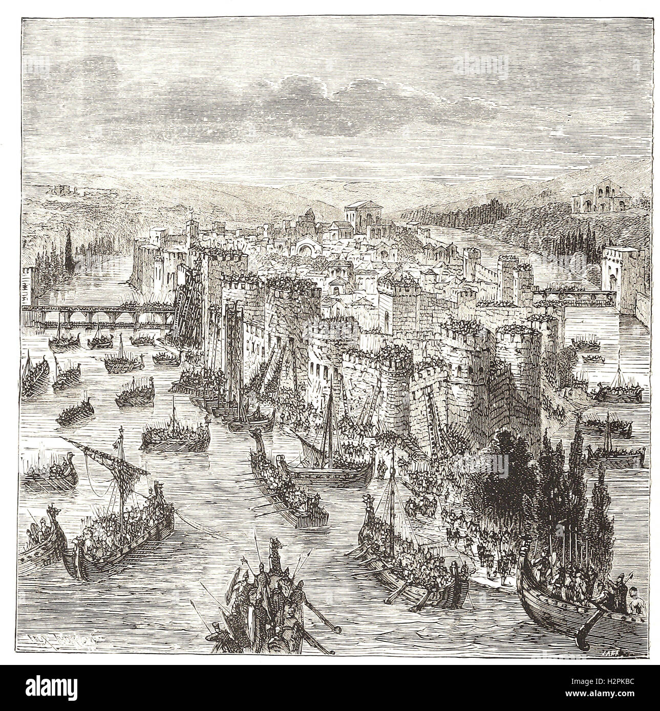 Belagerung von PARIS durch NORMAN S - aus "Cassell es illustrierte Universal-Historie - 1882 Stockfoto
