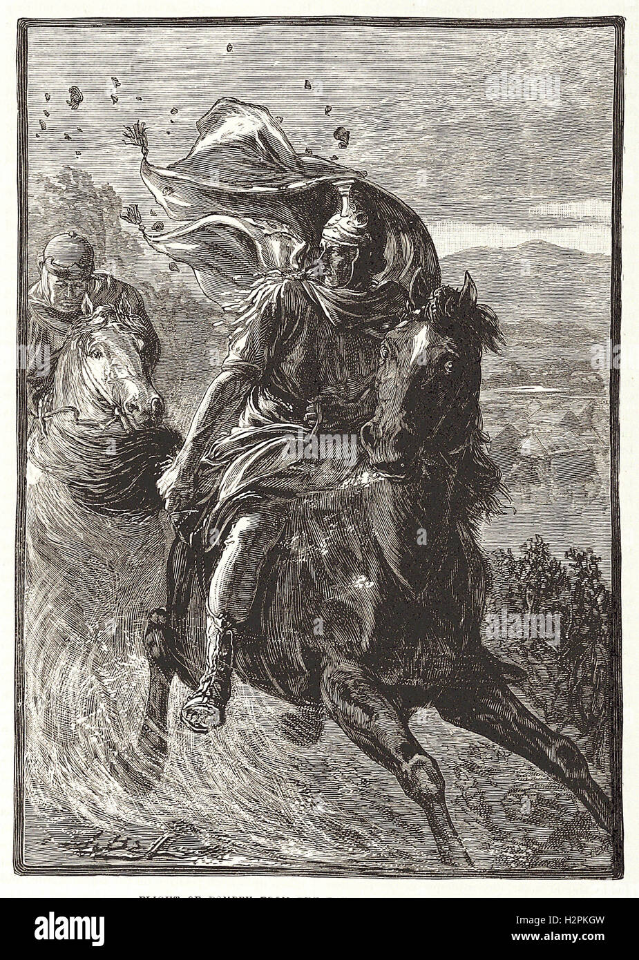 Flucht des POMPEIUS aus dem Schlachtfeld von PHARSALUS - aus "Cassell es illustrierte Universal-Historie - 1882 Stockfoto