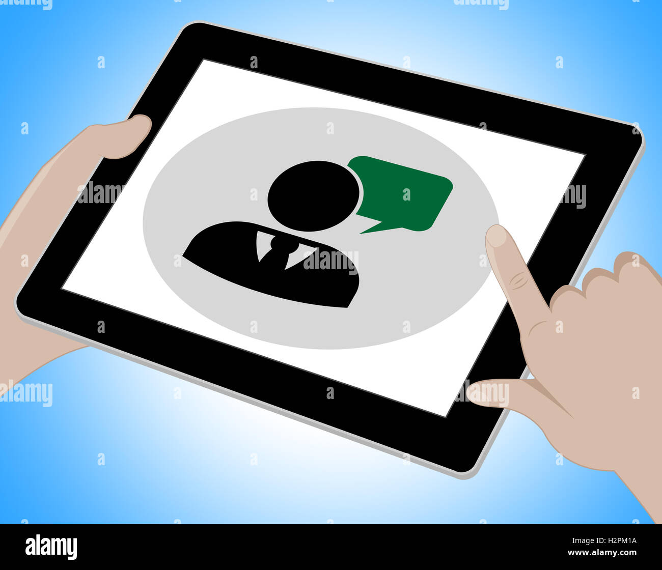 Klicken Sie auf Voip Tablet bedeutet Breitband-Telefonie 3d Illustration Stockfoto