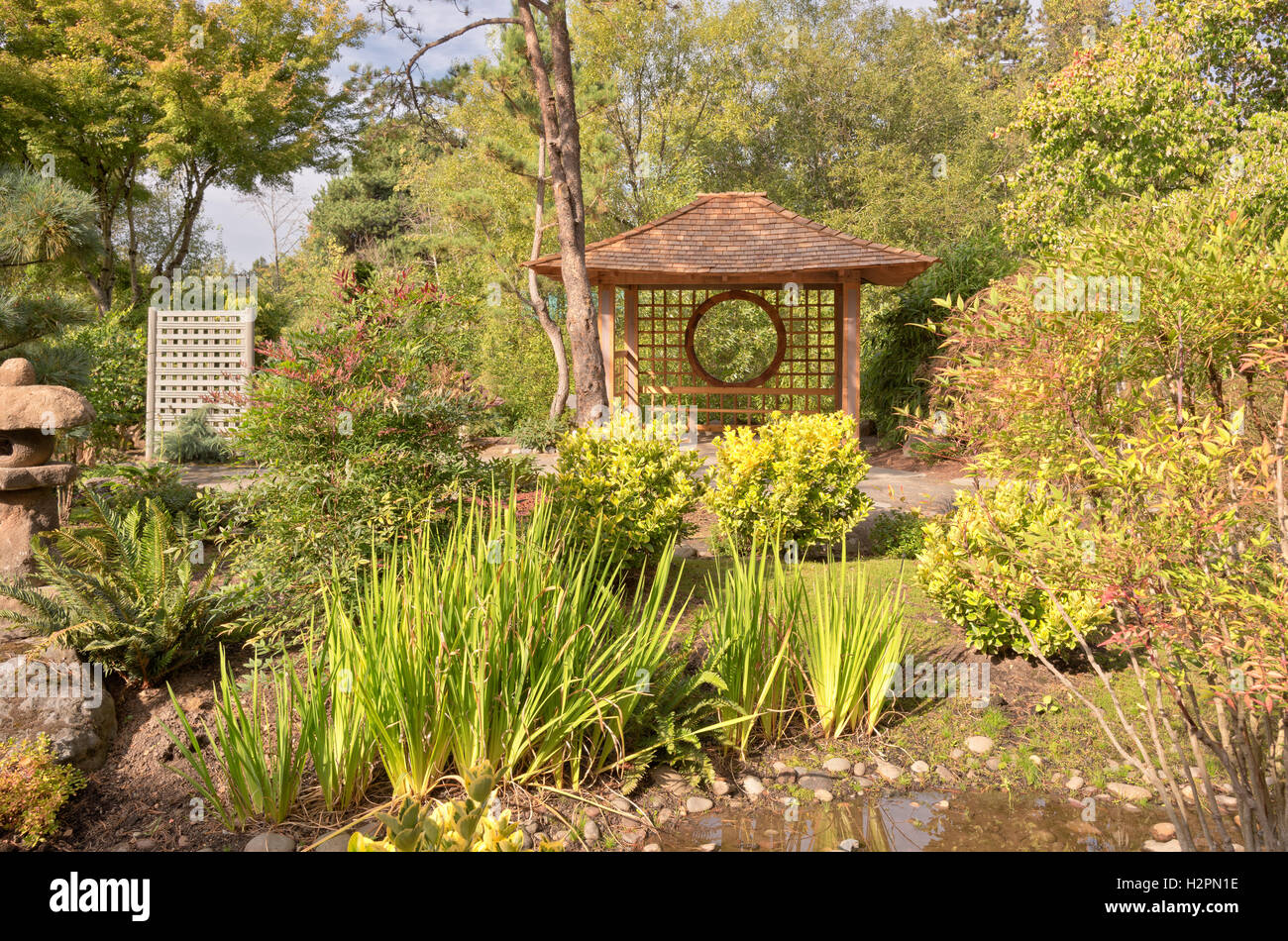 Japanischer Garten und Park in Gresham Oregon. Stockfoto