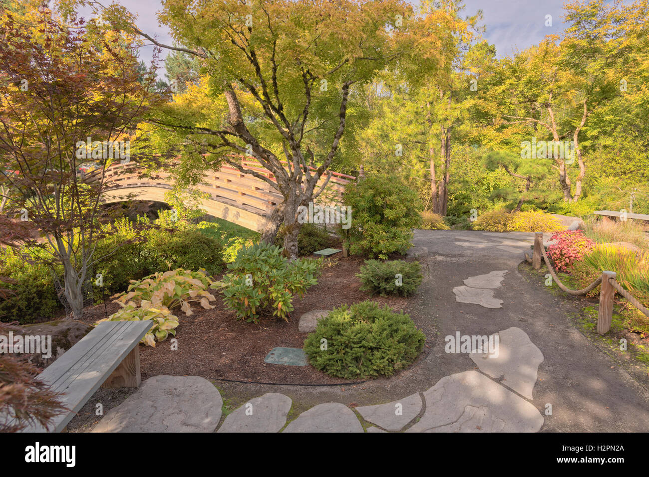 Japanischer Garten und Park in Gresham Oregon. Stockfoto