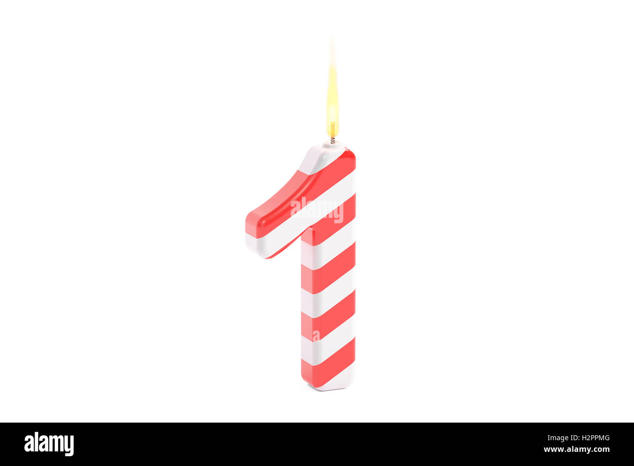 Ersten Geburtstag Kerze, 3D-Rendering isolierten auf weißen Hintergrund Stockfoto