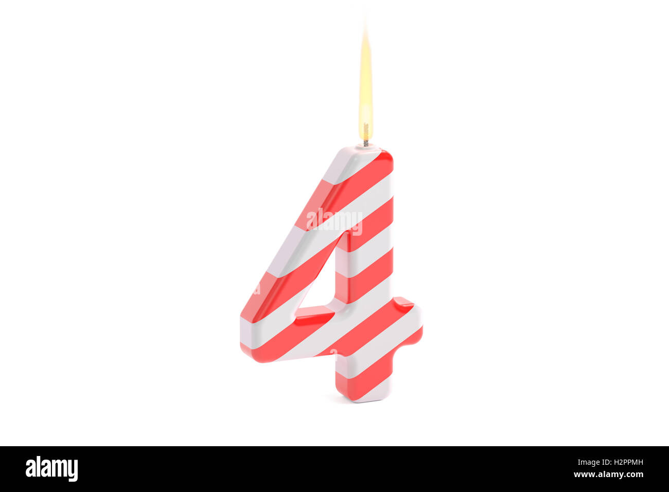 Geburtstag Kerze mit Nummer 4, 3D rendering Stockfoto