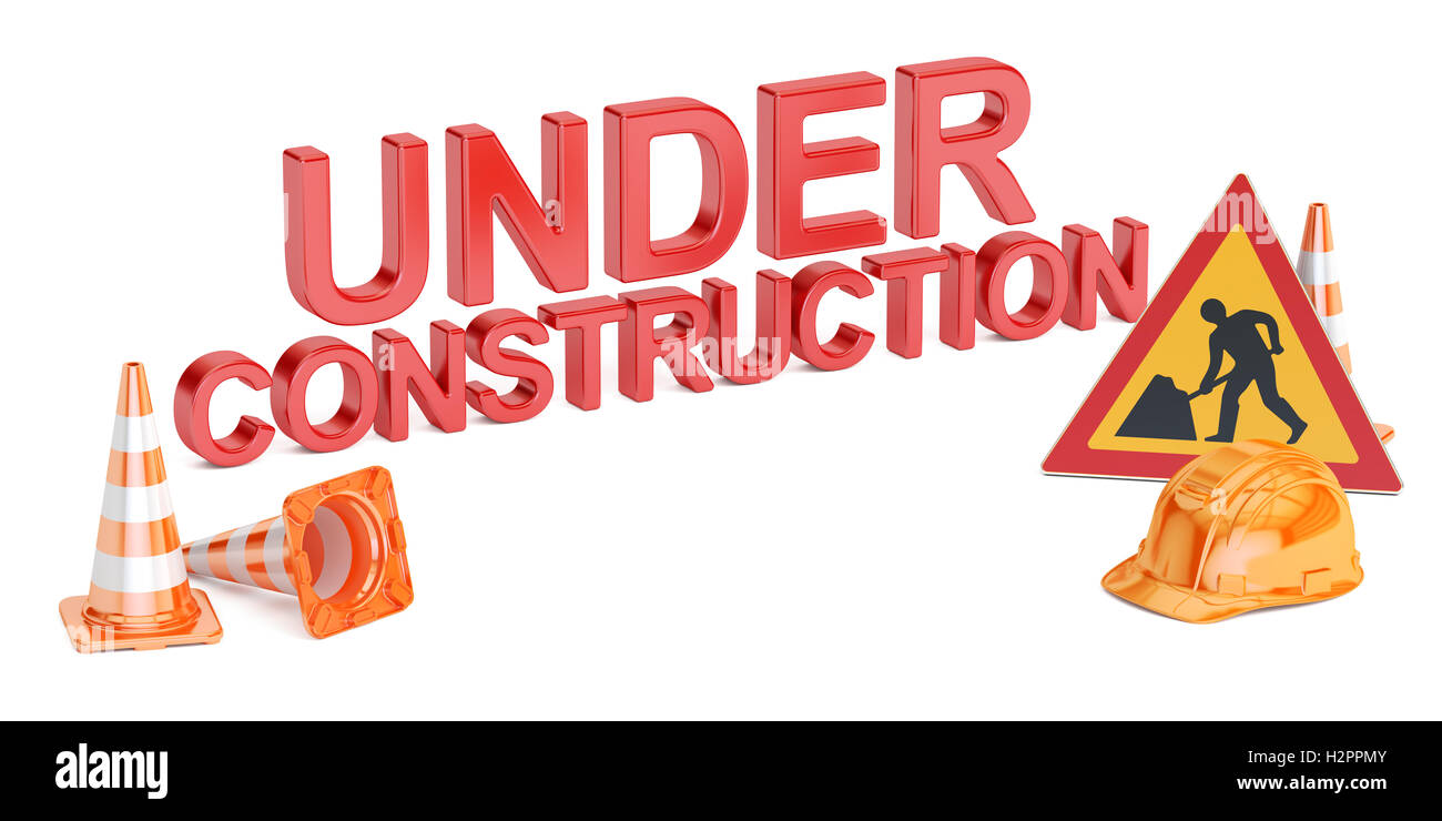 unter Baukonzept, 3D-Rendering isoliert auf weißem Hintergrund Stockfoto