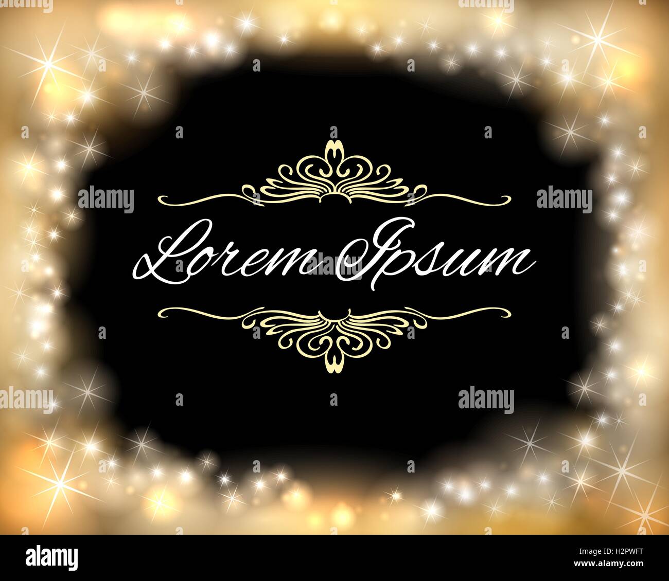 Festlich glänzende Rahmen mit leuchtenden Sternen und Platz für Ihren Text. Vektor-Illustration. Stock Vektor