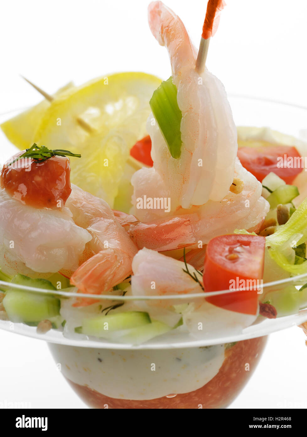 Salat mit Garnelen Stockfoto