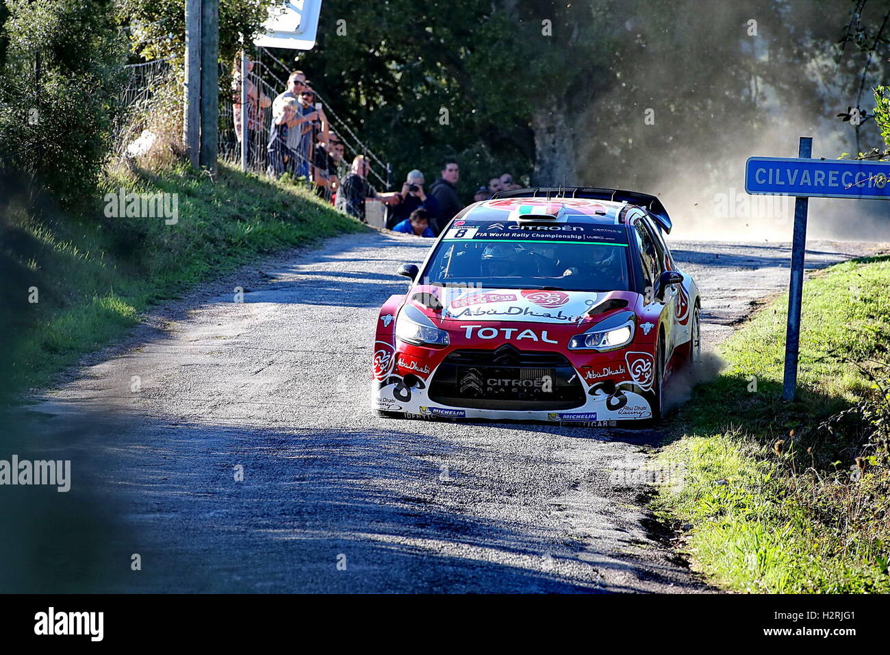 Sorbo Ocagnano, Corsica. 30. September 2016. WRC rally Tour de Corse. Craig Breen (IRL) und Scott Martin (GBR) Citroen DS3 WRC Credit: Action Plus Sport/Alamy Live News Stockfoto