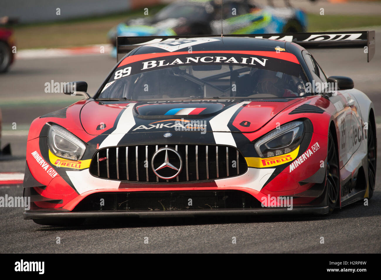 Barcelona, Spanien. 2. Oktober 2016. Die Mercedes AMG GT3 Blancpain GT Sports Club im AKKA ASP-Team von Maurice Ricci in Aktion während des Festival De La Velocidad de Barcelona auf dem Circuit Catalunya gefahren. Bildnachweis: Pablo Guillen/Alamy Live-Nachrichten Stockfoto