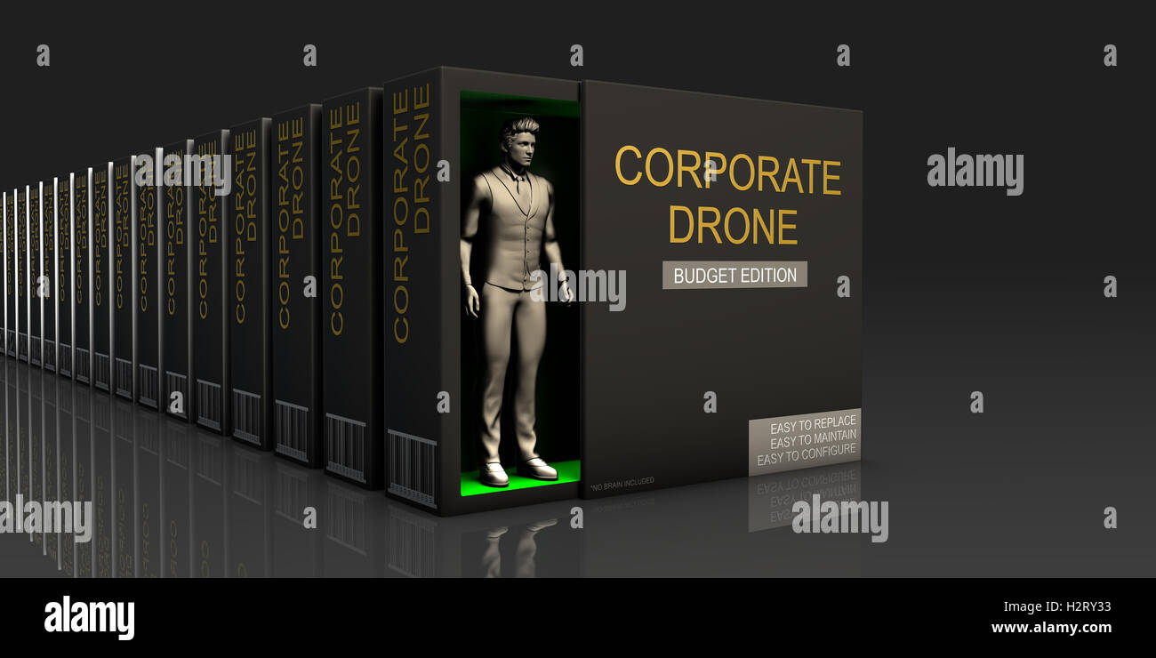 Corporate Drohne endlosen Vorrat an Arbeit im Job-Markt-Konzept Stockfoto