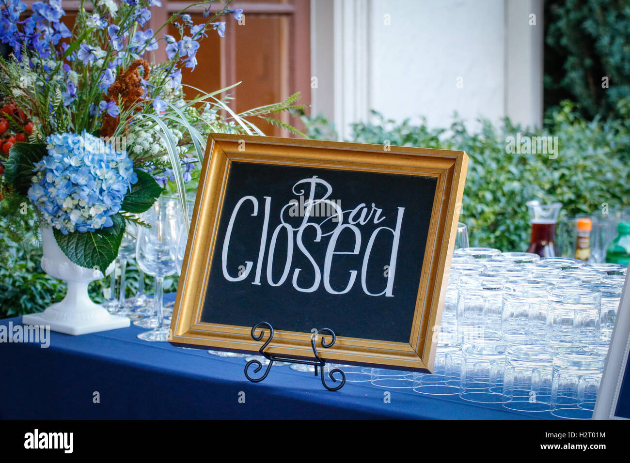 Bar Set zugemacht bei einer Hochzeit Stockfoto
