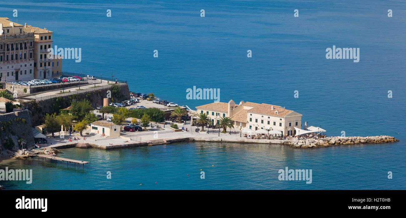 Ansicht von oben auf die Stadt Korfu Korfu in Griechenland Stockfoto