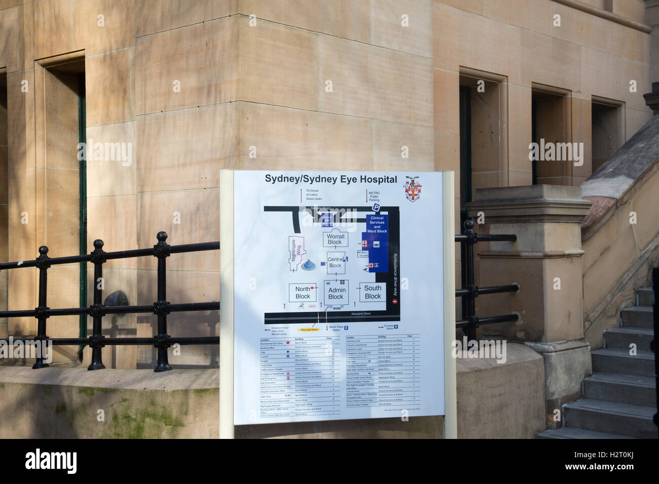 Sydney-Augenklinik Karte, Macquarie Street, Sydney, Australien Stockfoto