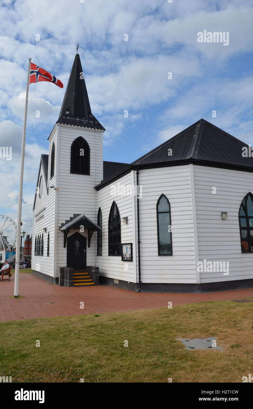 Die norwegische Kirche in Bucht von Cardiff, Wales, Vereinigtes Königreich Stockfoto