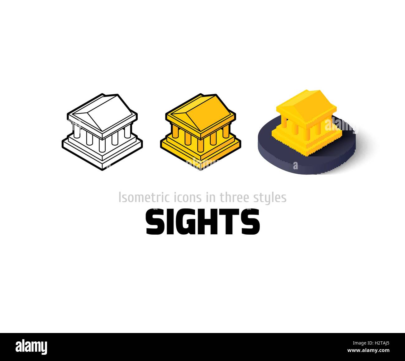 Sehenswürdigkeiten-Symbol im anderen Stil Stock Vektor