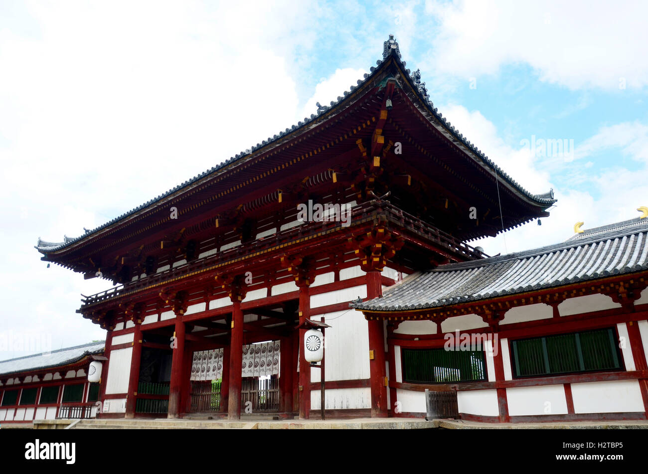 Todai-Ji Temple Daibutsuden Hall, dem weltweit größten Holzgebäude in Nara, Japan. Gemeinsam bilden "historischen Monumente von einer Stockfoto