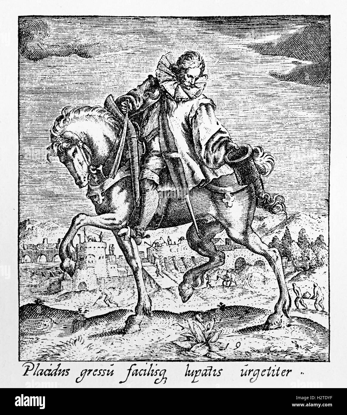 Dreißig Jahre Krieg Reiter in Tracht mit Archebus, XVII. Jh. Stockfoto