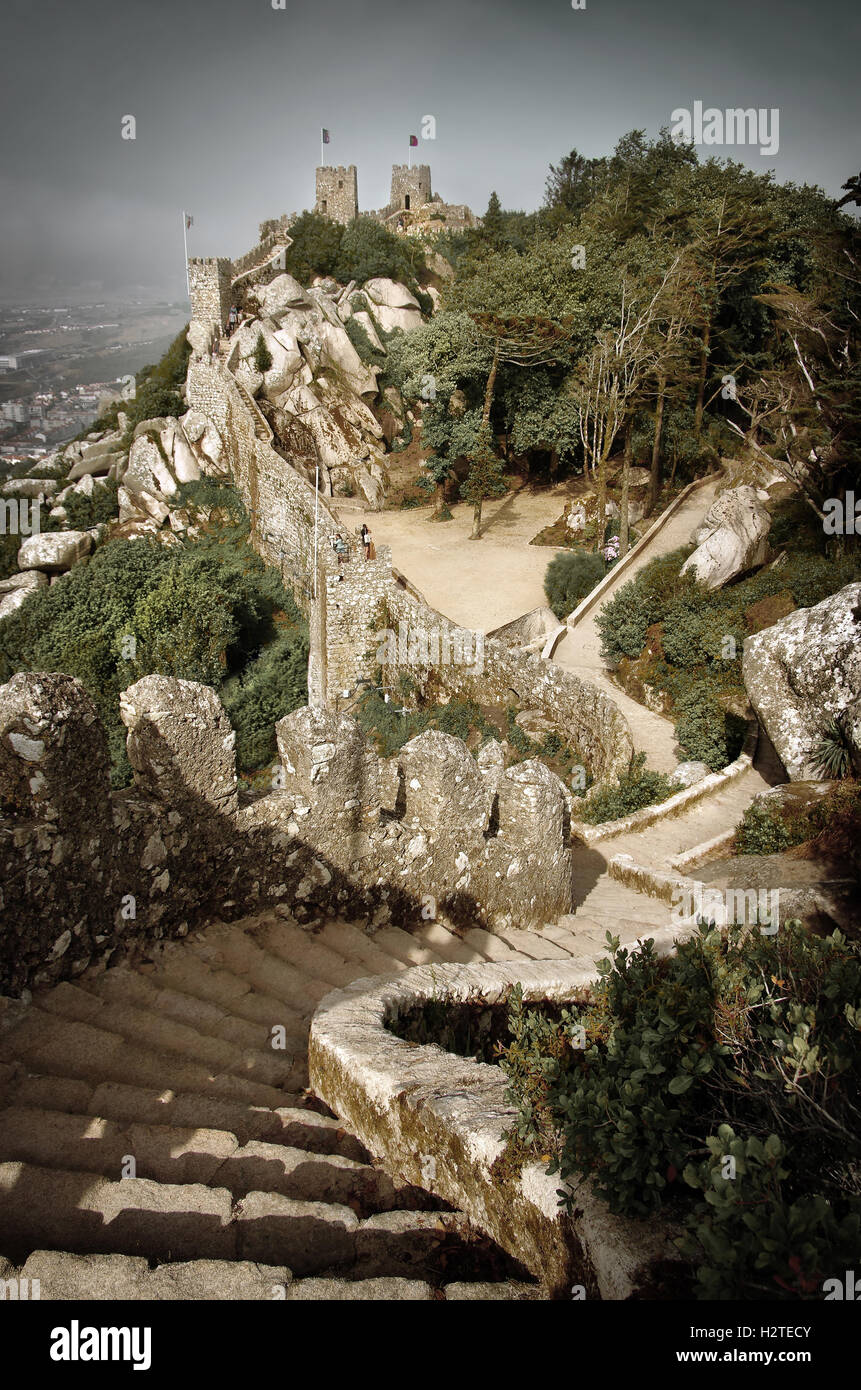 Castelo Dos Mouros - Mourish Burg - Sintra, Portugal Stockfoto