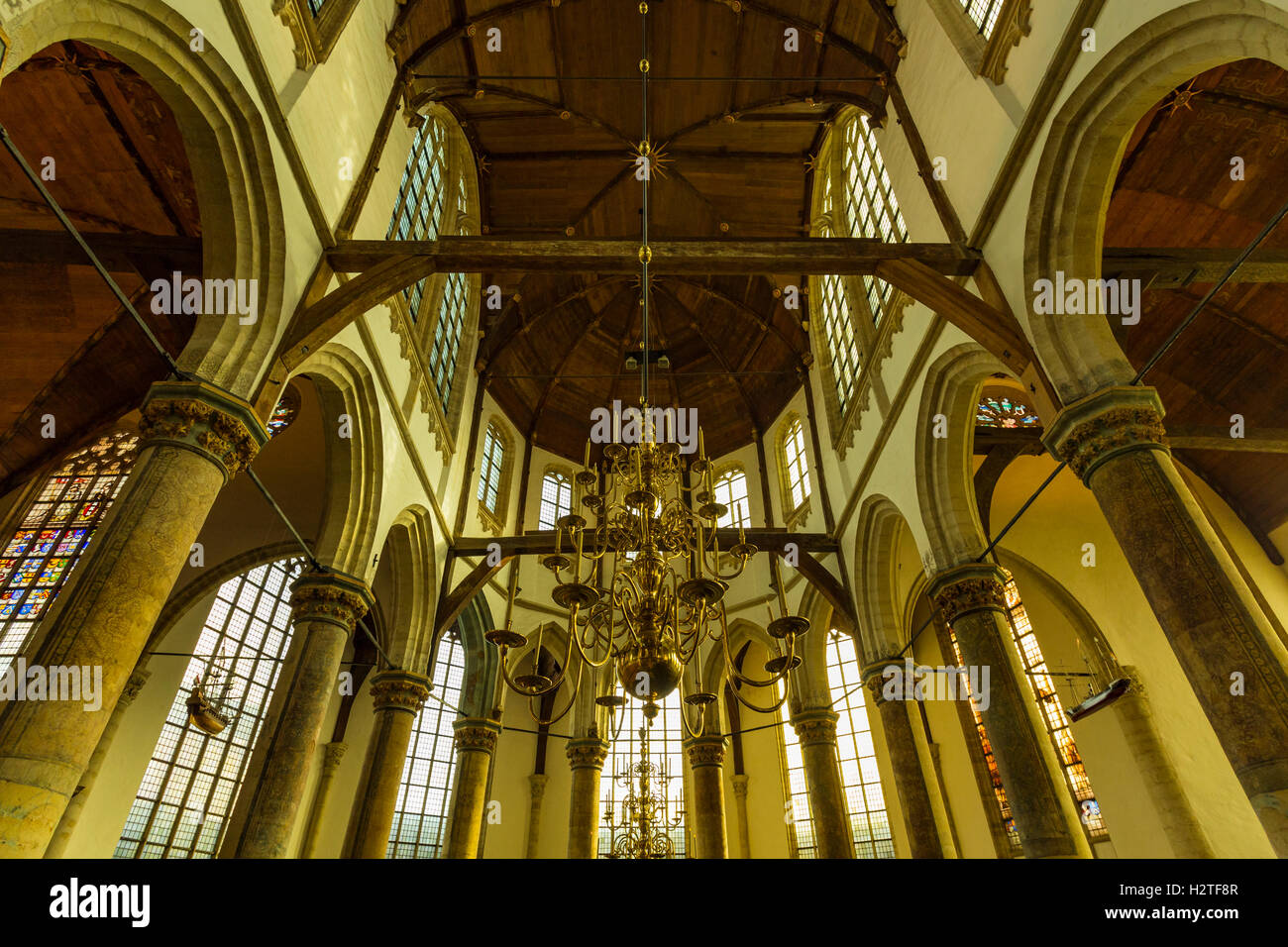Innenraum der Oude Kirche (De Oude Kerk), Amsterdam, Niederlande Stockfoto