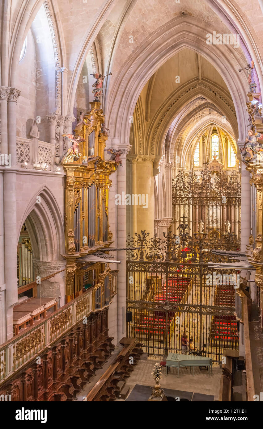 Innenraum der Kathedrale von Cuenca, Grill des Chores, Spanien Stockfoto