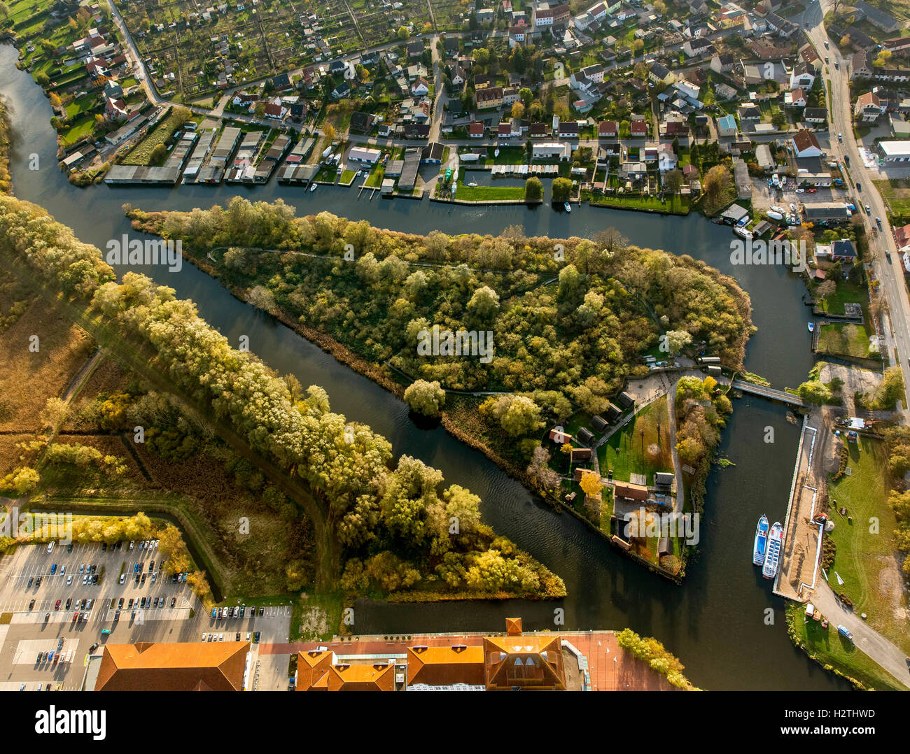 Hansestadt Demmin, Demmin, Müritz See Landschaft, Mecklenburg-West Pomerania, Deutschland, Europa Luftbild Vögel-Augen sehen Stockfoto