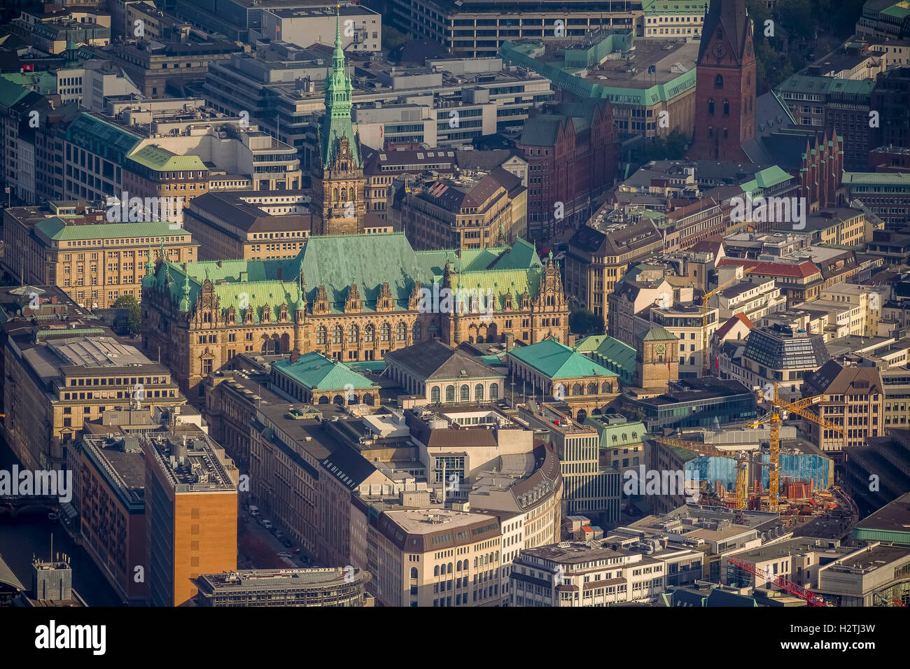 Luftbild, Hamburger Rathaus, Hamburg, Deutschland, Europa, Luftbild Vögel-Augen sehen Luftbild Luftaufnahme Stockfoto