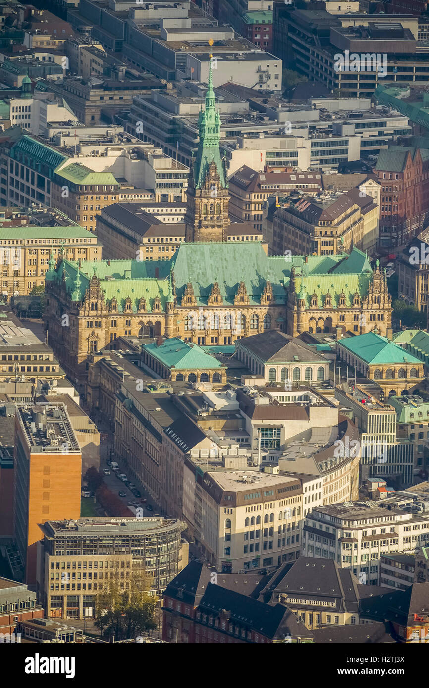 Luftbild, Hamburger Rathaus, Hamburg, Deutschland, Europa, Luftbild Vögel-Augen sehen Luftbild Luftaufnahme Stockfoto