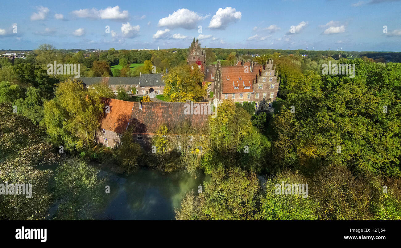 Luftbild, Schulen Feld Zentrum Schloss Heessen, Lippe Wiesen, Schule, Internat, Hamm, Ruhrgebiet, Stockfoto