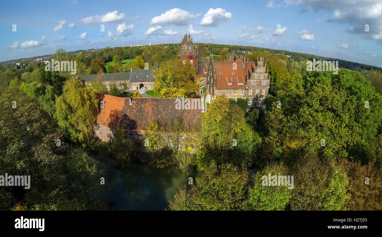 Luftbild, Schulen Feld Zentrum Schloss Heessen, Lippe Wiesen, Schule, Internat, Hamm, Ruhrgebiet, Stockfoto