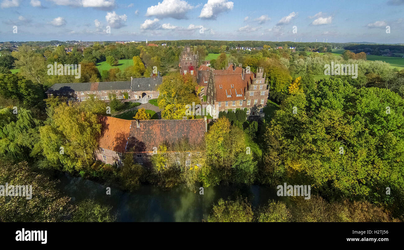 Luftbild, Schulen Feld Zentrum Schloss Heessen, Lippe Wiesen, Schule, Internat, Hamm, Ruhrgebiet, Stockfoto