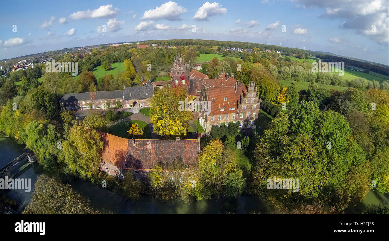 Luftbild, Schulen Feld Zentrum Schloss Heessen, Lippe Wiesen, Schule, Internat, Hamm, Ruhrgebiet, Stockfoto