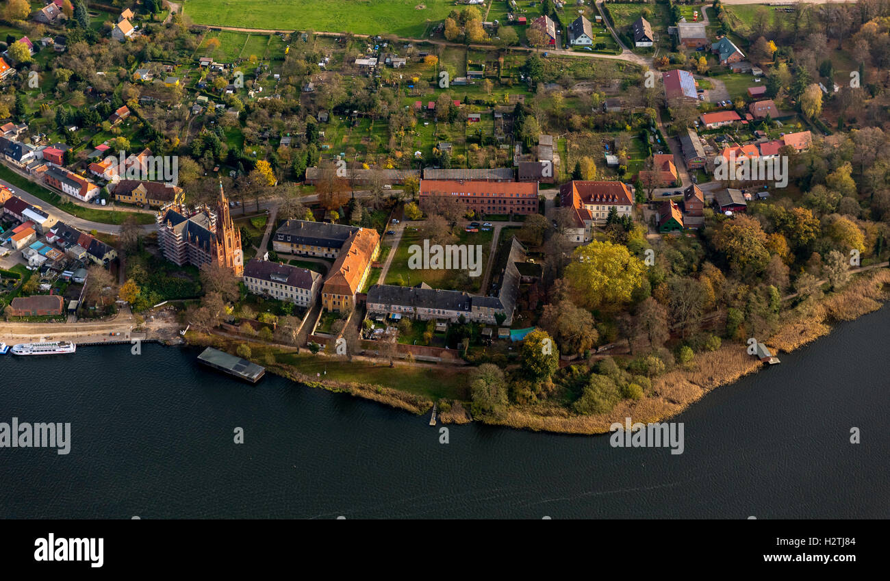 Luftaufnahme, Malchow, Müritz Seenplatte, Mecklenburg-Vorpommern, Deutschland, Europa Luftaufnahme Vögel-Augen Ansicht Luftbild Antenne Stockfoto